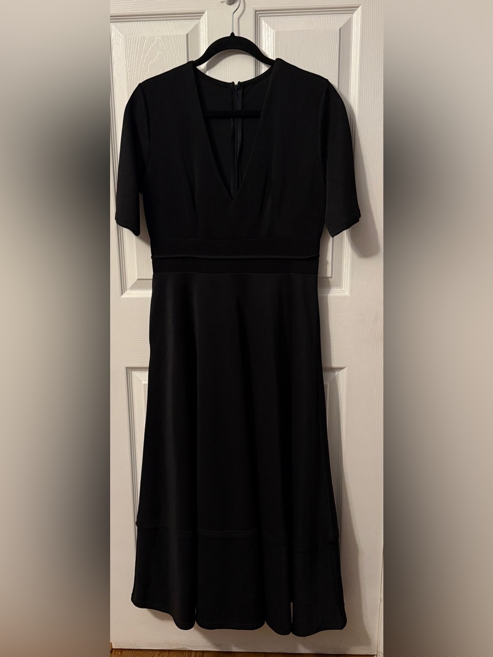 Classic Black Women's V-Neck A-Line Dress